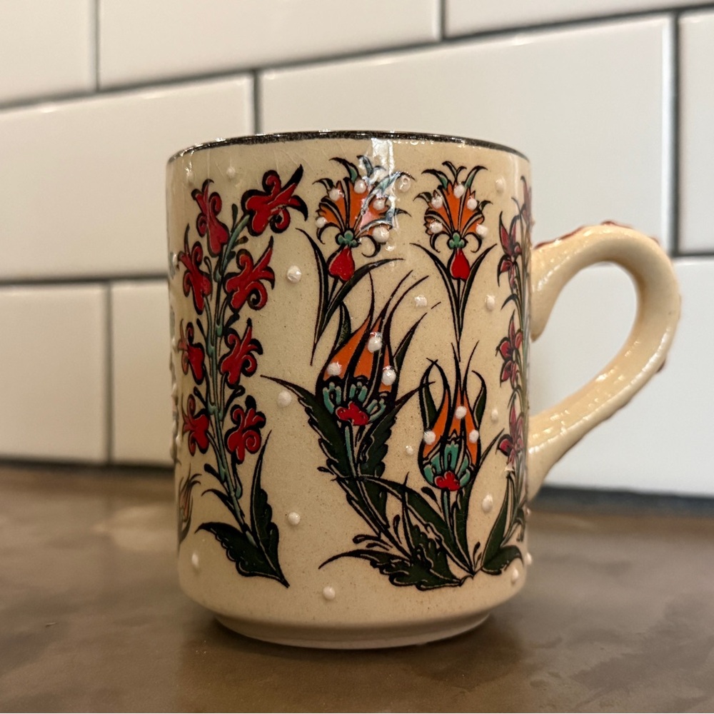 BOGO Nakka handmade  Artisan Ceramic Mug with Floral Design